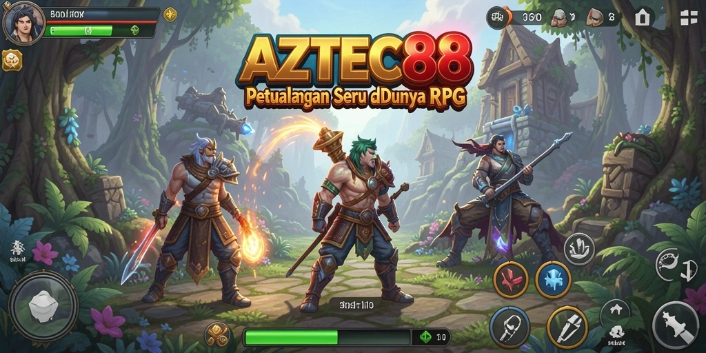 Tampilan gameplay seru dalam AZTEC88 yang menampilkan pertarungan epik.