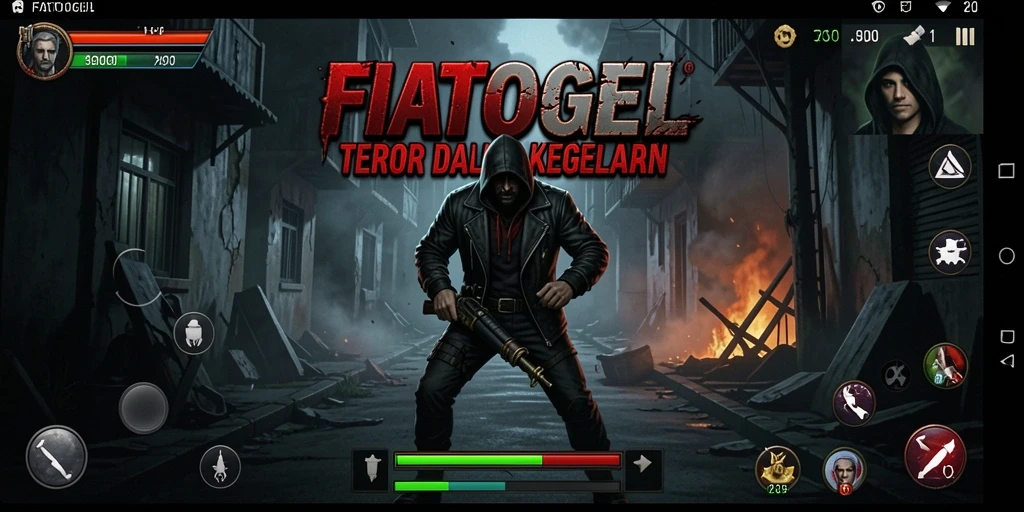 Screenshot menampilkan suasana menyeramkan dan gameplay FIATOGEL yang intens.