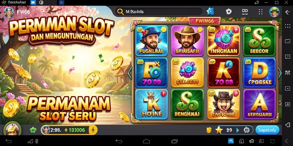 Tampilan gameplay FW66 dengan tema Slot yang menarik dan fitur bonus.