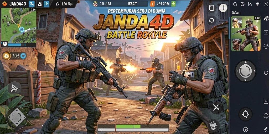 Tampilan gameplay seru di JANDA4D dalam aksi Battle Royale.