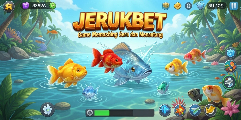 Tampilan gameplay seru dalam JERUKBET saat memancing.
