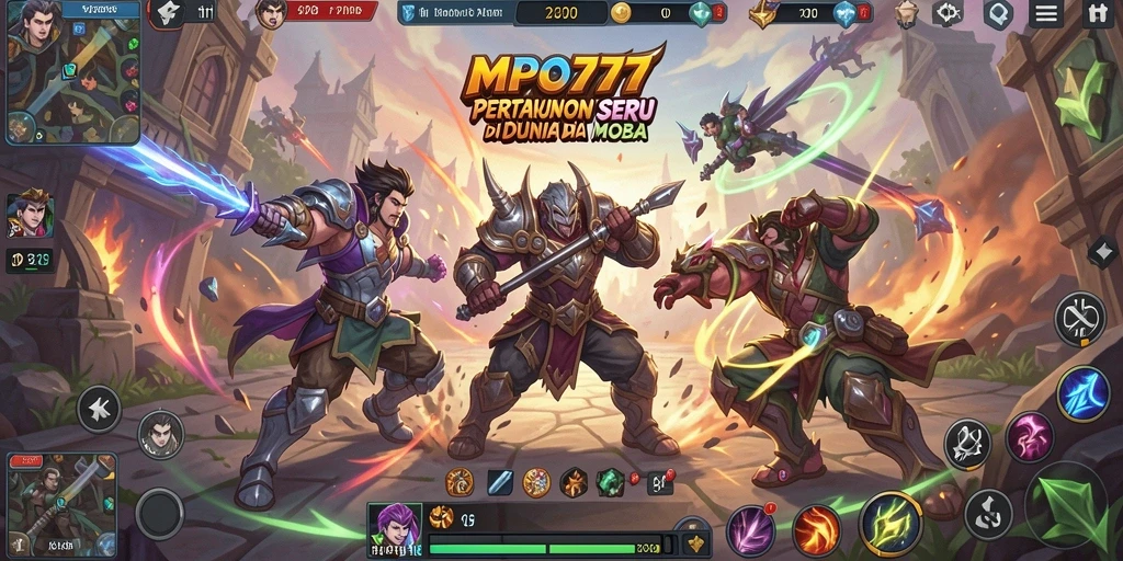 Tampilan menarik dari gameplay seru MPO777 dalam pertempuran MOBA.