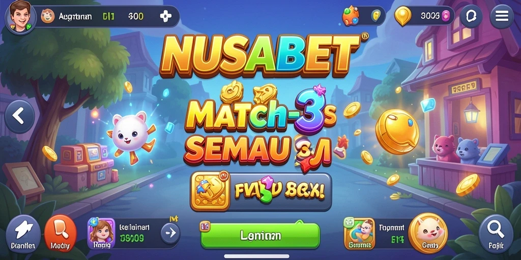 Tampilan gameplay NUSABET yang penuh warna dan seru.