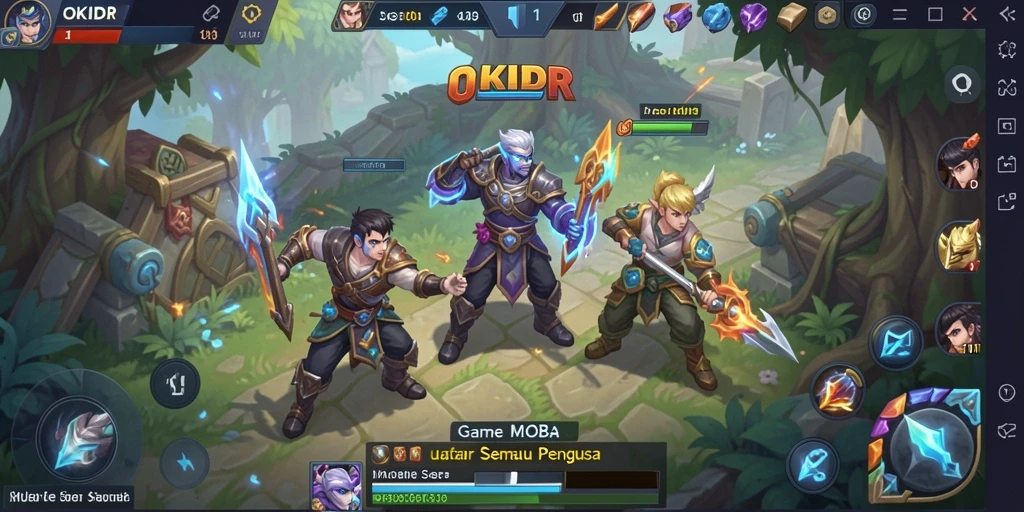 Screenshot gameplay OKIDR yang menunjukkan aksi tim dalam pertempuran.