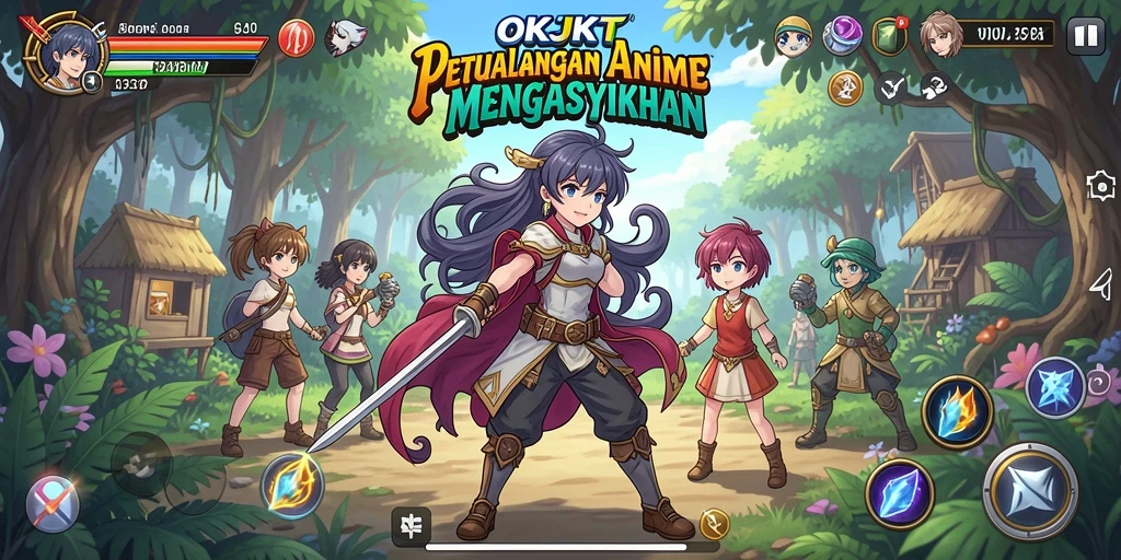 Gameplay seru dari OKJKT dengan karakter anime ikonik.