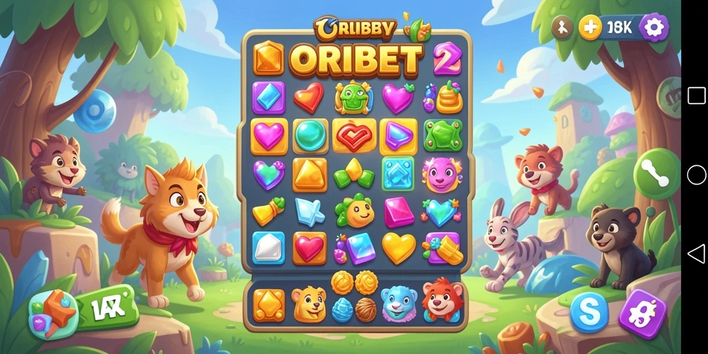 Tampilan gameplay Match-3 yang seru dan menantang.