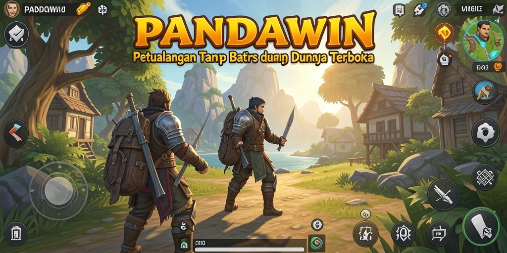 Screenshot gameplay PANDAWIN menampilkan keindahan dunia terbuka.