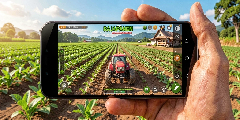 Tampilan gameplay menarik dari RAJAPANEN dengan suasana pertanian.