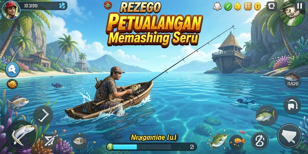 Screenshot gameplay REZEGO menampilkan pengalaman memancing yang mendalam dan seru.