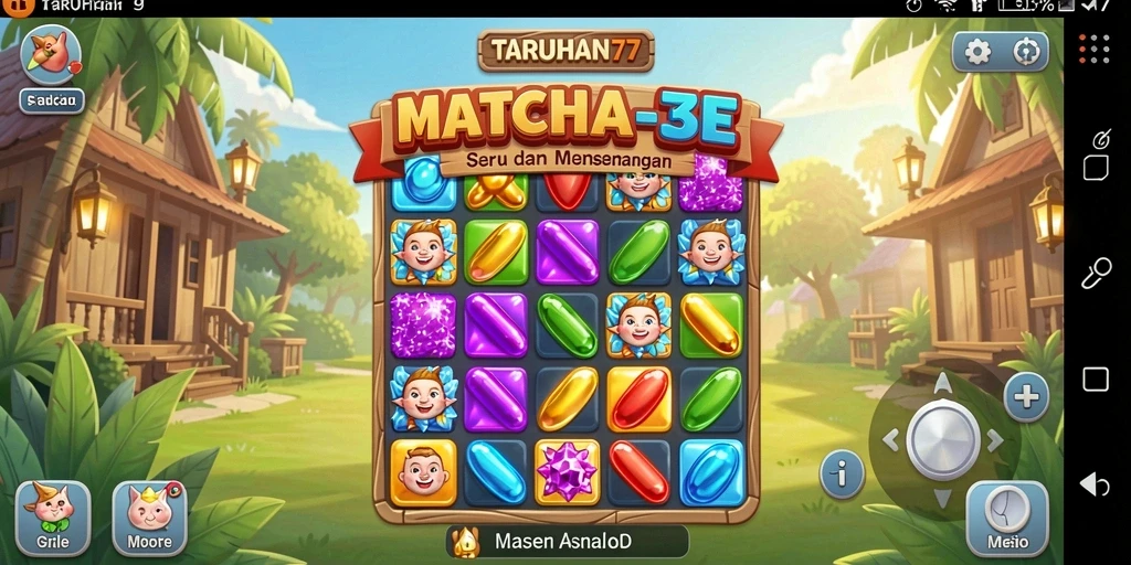 Tangkapan layar TARUHAN77 menampilkan gameplay Match-3 yang menarik.