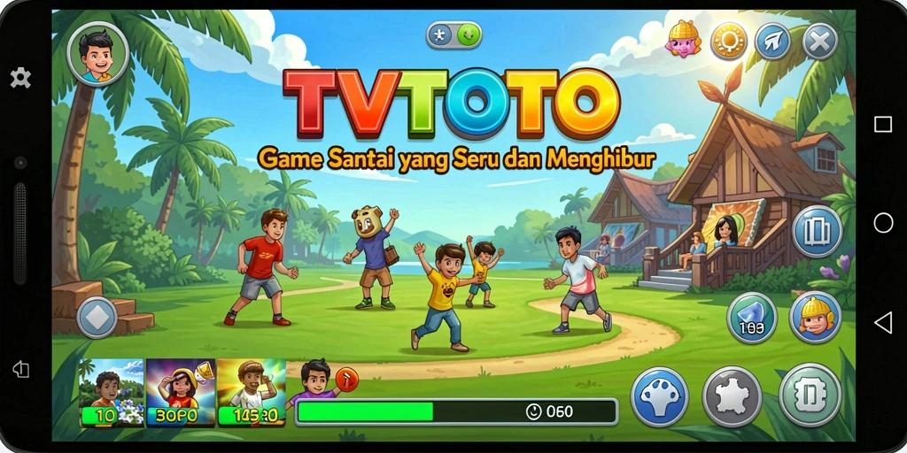 Tampilan gameplay TVTOTO yang penuh warna dan menghibur.