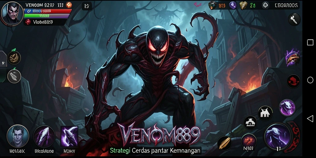 Tampilan screenshot VENOM889 menunjukkan pertempuran strategi yang intens.